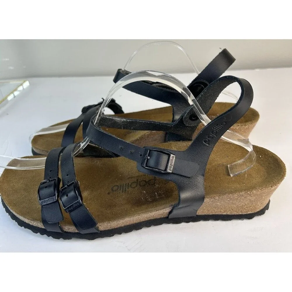 Birkenstock Papillio Leather Sandals  Women's 41 US 10-10.5  Platform Cork Black